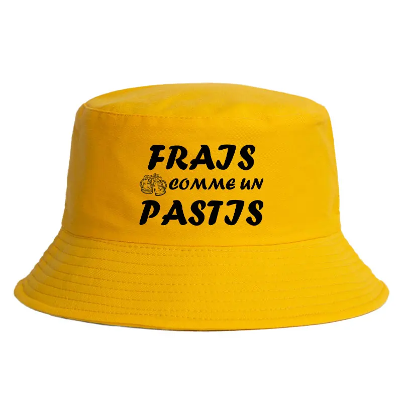 Frais Comme Un Pastis Print Fashionable Reversible Bucket Hat Unisex Adult Daily Travel Sun Visor Panama Hat Spring Summer Bob