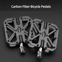 Carbon Fiber Bicycle Pedals 3 Bearing Nonslip Bike Pedal Lightweight Widen Pedals For MTB Road Bike