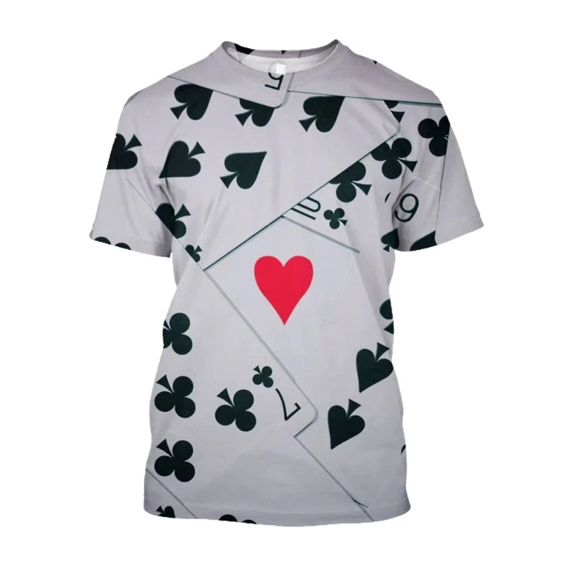 3D Printed Poker Card Graphic T-shirt For Men Women Streetwear Shirt Poker Playing Tshirt Fashion Casual Short Sleeve Men Tees