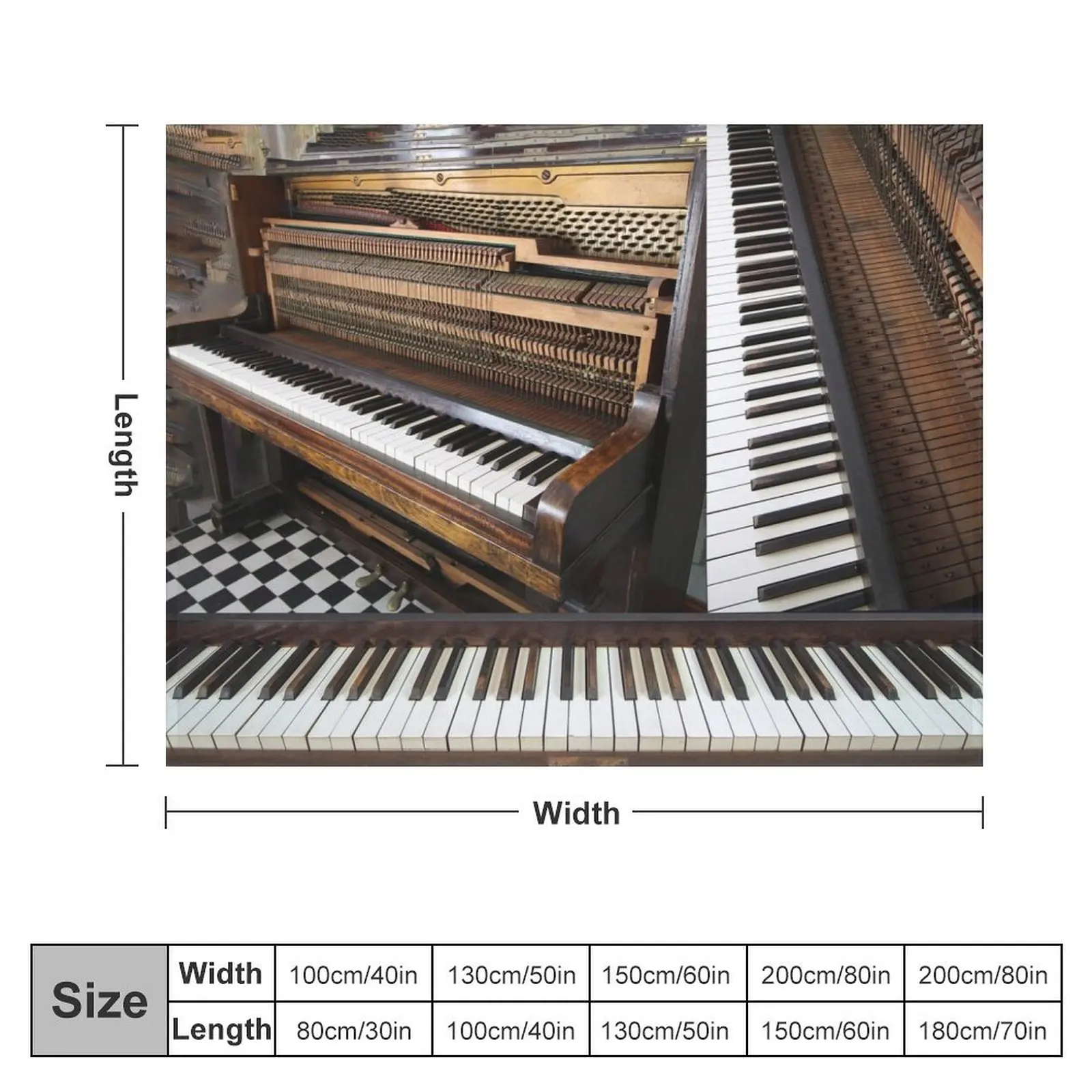 Piano montage, vintage musical instrument Throw Blanket warm winter anime Kid'S funny gift Blankets