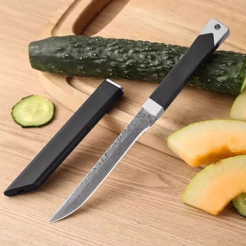 PTIEB Damascus pattern fruit knife household knife sharp high hardness carry portable mini fruit knife knife small knife