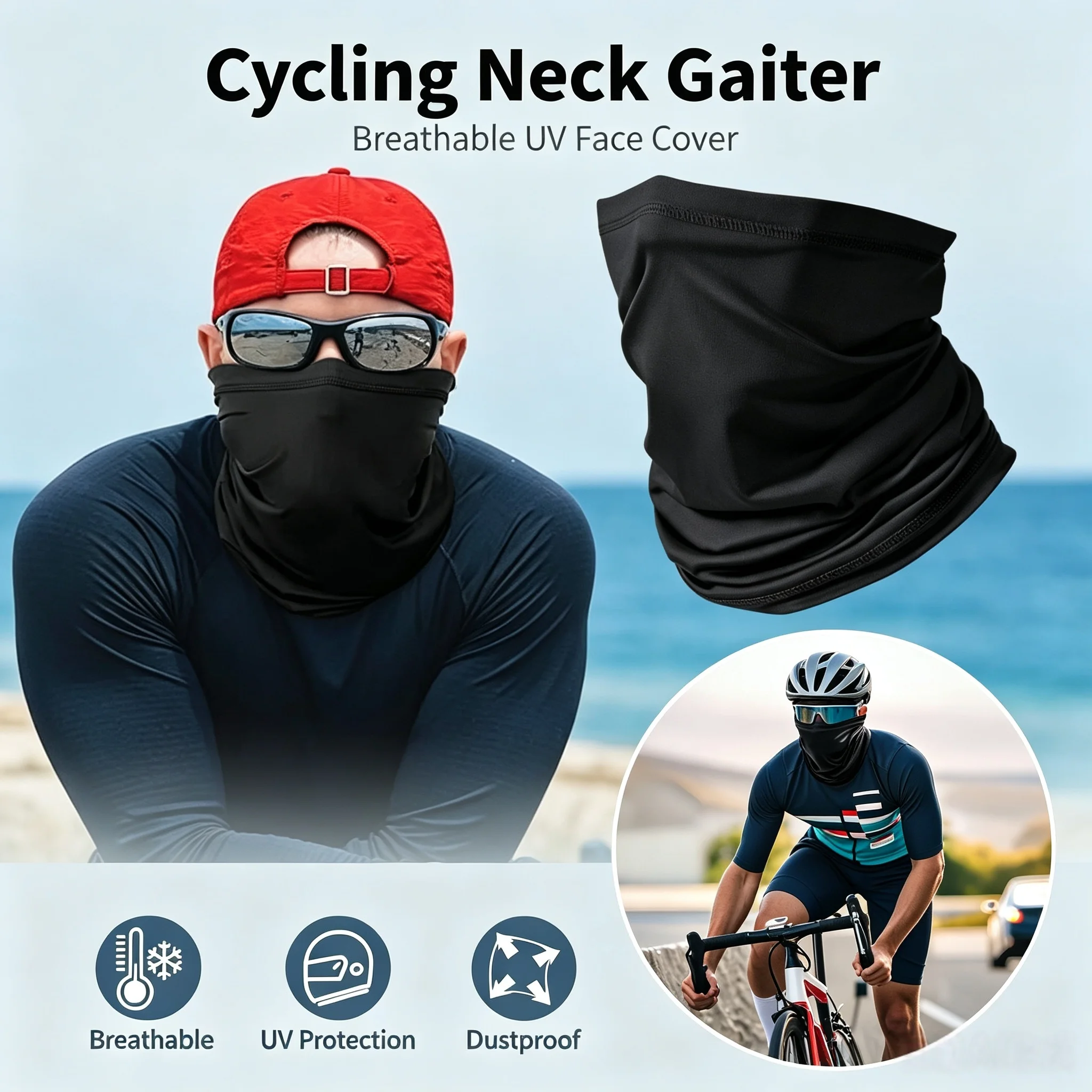 Cycling Face Mask Absorb Sweat Breathable Fishing Training Sport UV Face Scarf Neck Gaiter Summer Face Bandana