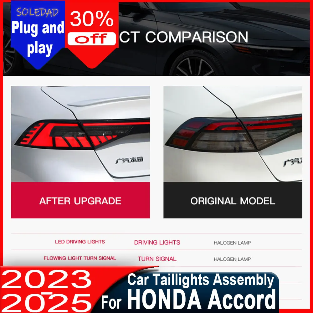 Car tail light For Honda Accord 11th 2023 2024 2025  LED driving lights and Flowing Turn Signal component Tail Light Assembly