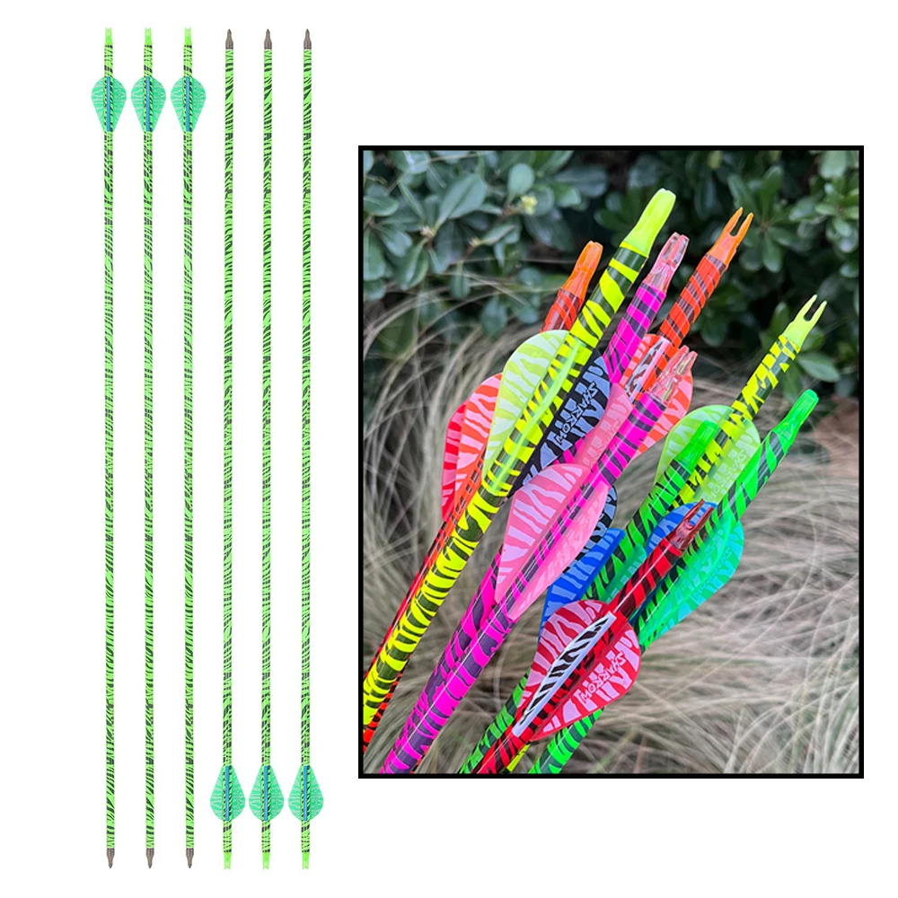 

Archery Carbon Arrow 31.5 Inch SP 500 ID 6.2mm with 100Grain Points for Bow Target Shooting Hunting Practice Arrows 6/12pcs