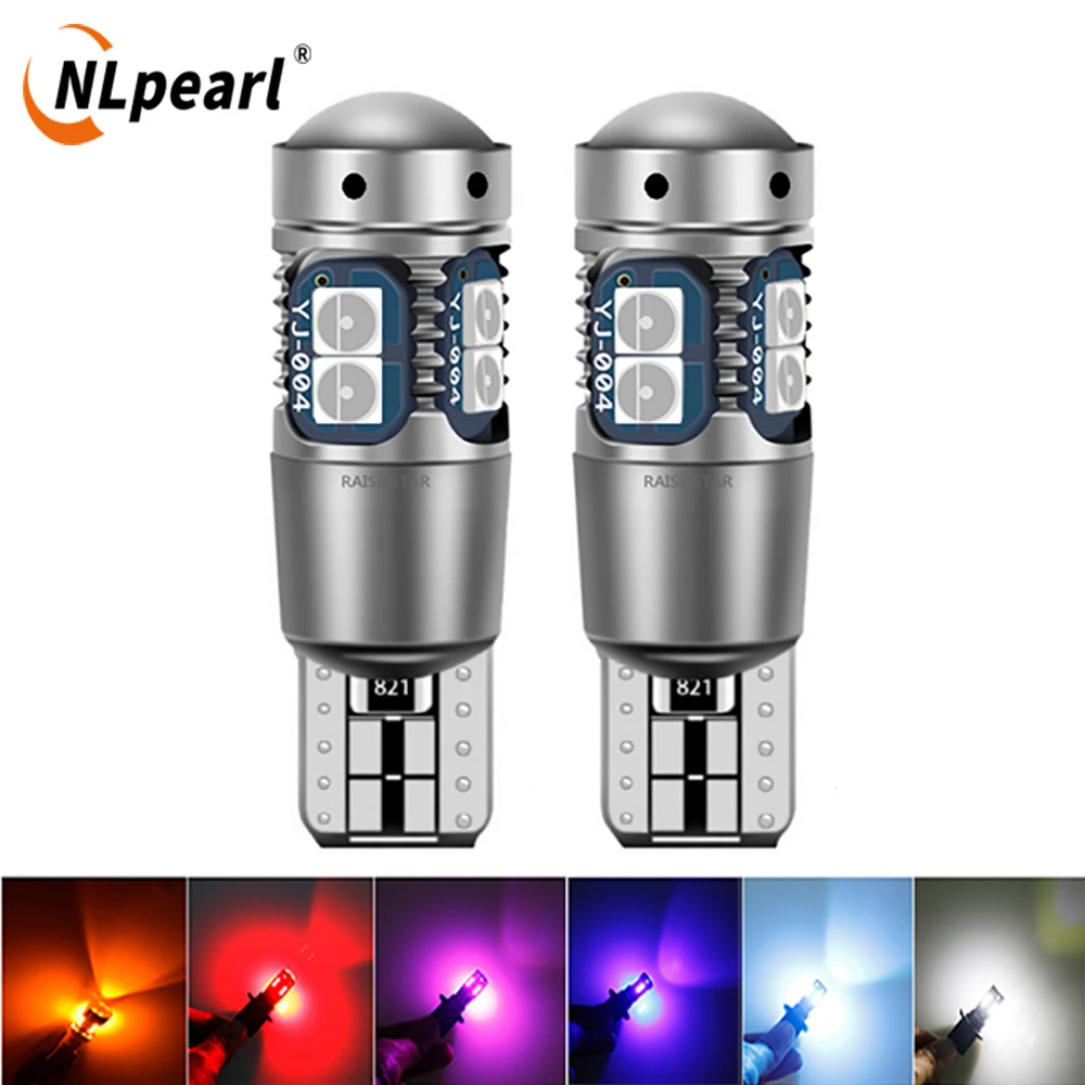 

NLpearl 2Pcs W5W T10 LED CANBUS No Error 194 LED Signal Light 3030 10SMD Car Interior Side Light Marker Parking Bulb Auto Bulbs