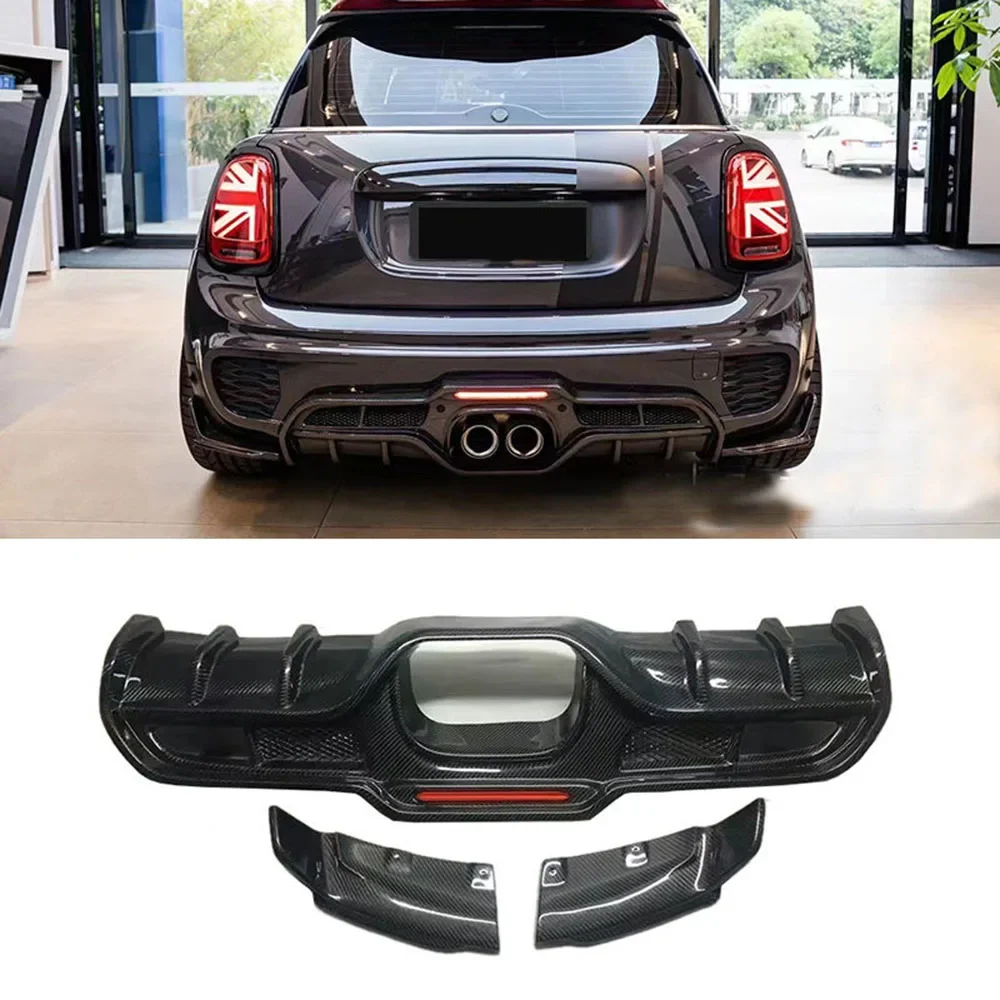 For BMW MINI F55 F56 2014-2016 Carbon Fiber Rear Bumper Lip Wrap Angle Side Lower Spoiler Air Vent Corner Trim