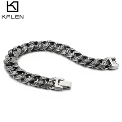 12mm Vintage Cuban Chain Bracelet - Stainless Steel 316L - KB112528-BD