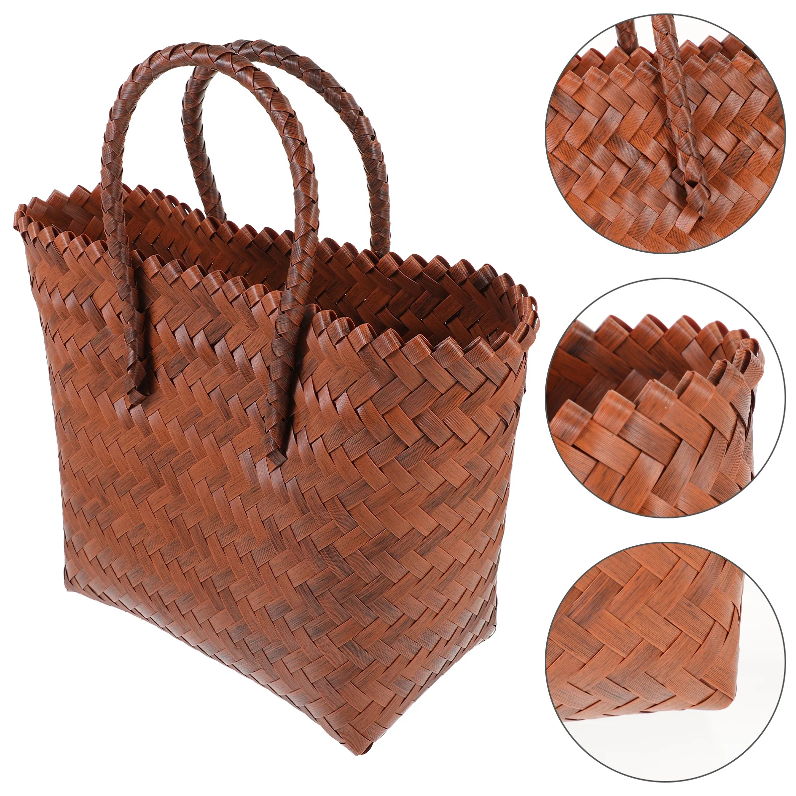 

Women Tote Bag Stylish Woven Handbag Portable Picnic Rack Basket Multifunction Kitchen Organizer Woven Beach Bag
