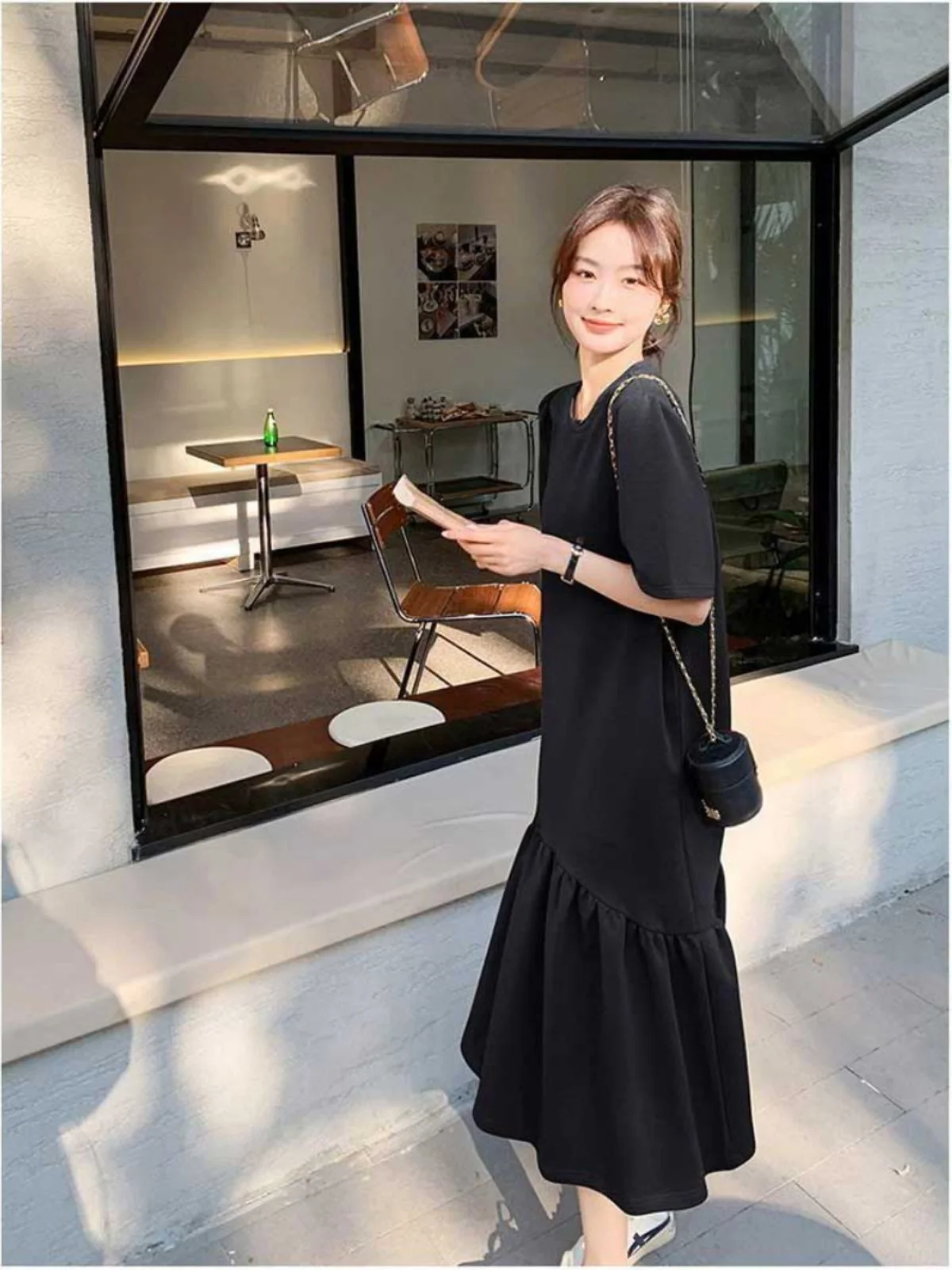 Plus Größe 300er Pou Chic Retro Spliced Fi Tail Dr Plump Mm Abnehmen Lang Dr Sommer Koreanische Sle Pendeln Dr