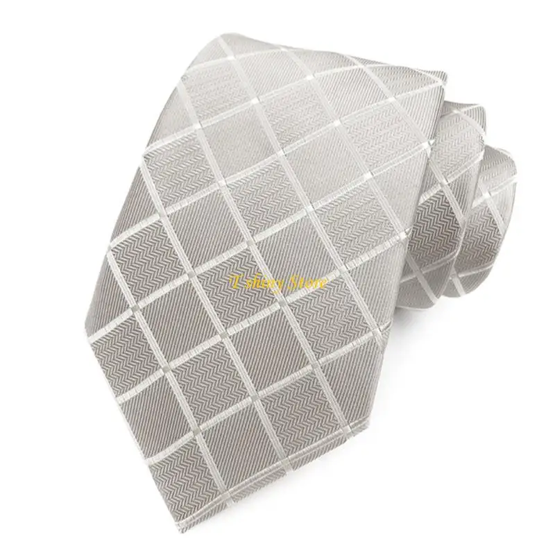 

N58F Sophisticated Men's Tie with Pocket Square Handmade Silk Necktie Grooms Tie for Business Conferences And Weddings