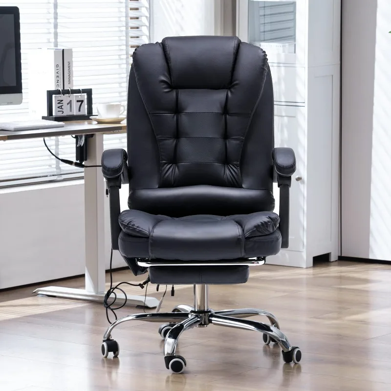 Vibration Massage Office Chair, Reclining Office Chair with Footrest, Home Desk Chair with Armrest, Adjustable Height/Tilt image 6