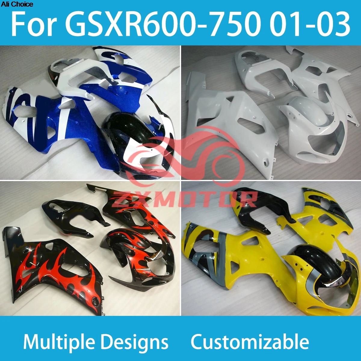 

Бесплатные обтекатели по индивидуальному заказу для SUZUKI K1 GSXR600 GSXR750 01 02 03, комплект пластикового кузова мотоцикла GSXR 600 750 2001 2002 2003