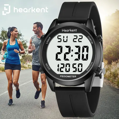 Imagen 1 del producto Hearkent-reloj podómetro para hombre y mujer, relojes deportivos para exteriores, contador de calorías, retroiluminación LED para rastreador de caminar, sin Bluetooth