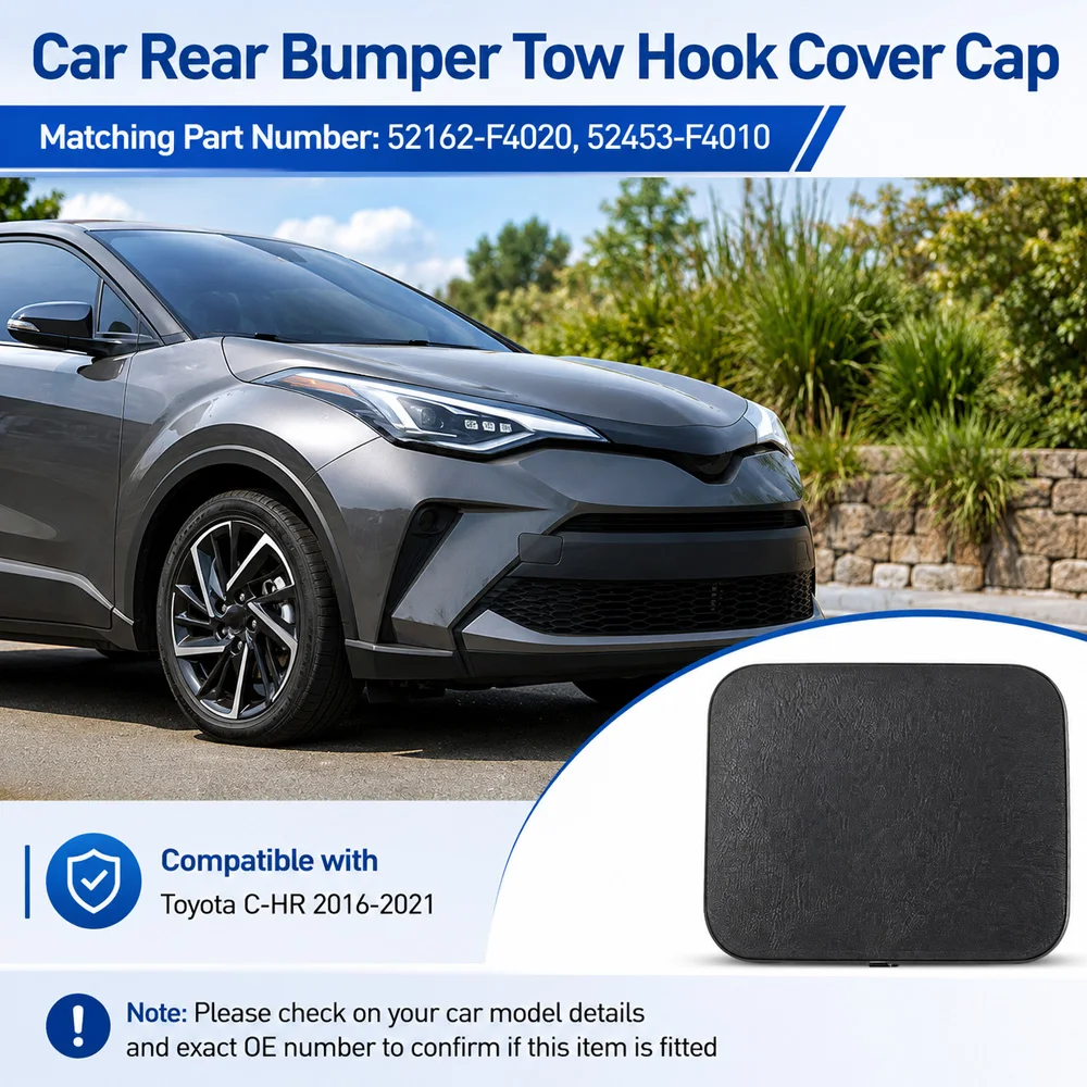 Car Rear Bumper Tow Hook Cover Cap For Toyota C-HR 2016 2017 2018 2019 2020 2021 Towing Eye Cap 52162-F4020, 52453-F4010