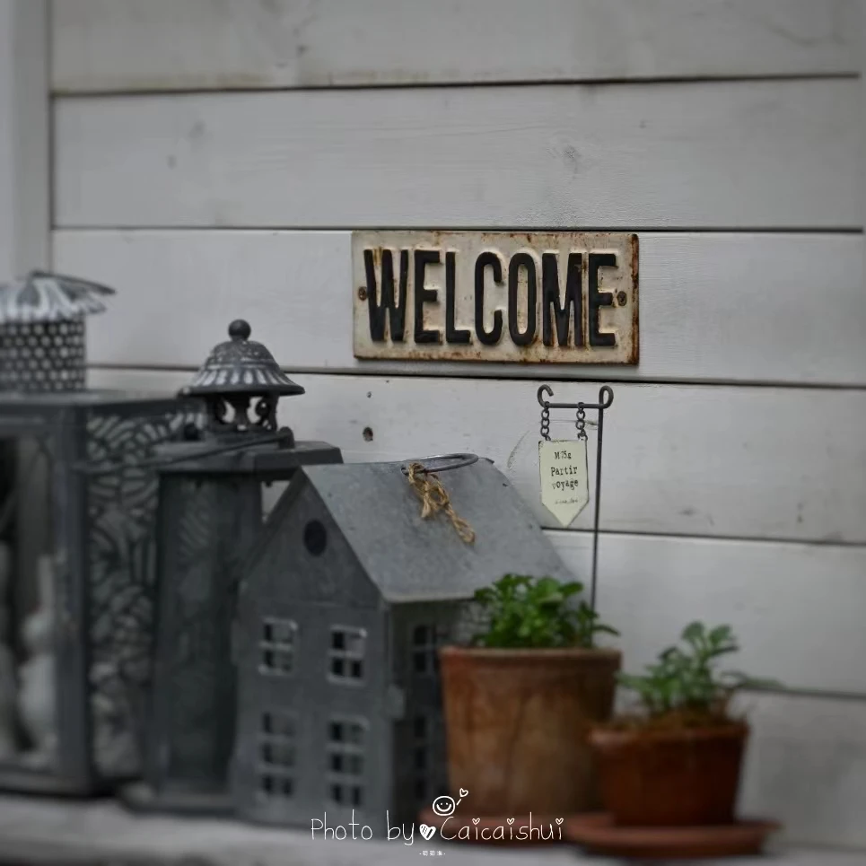 

Vintage Welcome Sign for Garden, Rustic Iron Garden Plaque, Rectangle Shape