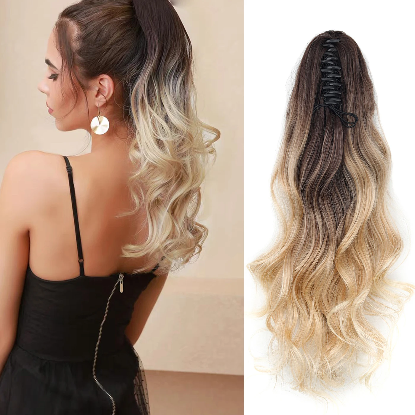 

Синтетические длинные вьющиеся волосы на заколке для наращивания хвоста, 20 дюймов, термостойкий конский хвост, шиньон для женщин, повседневная вечеринка