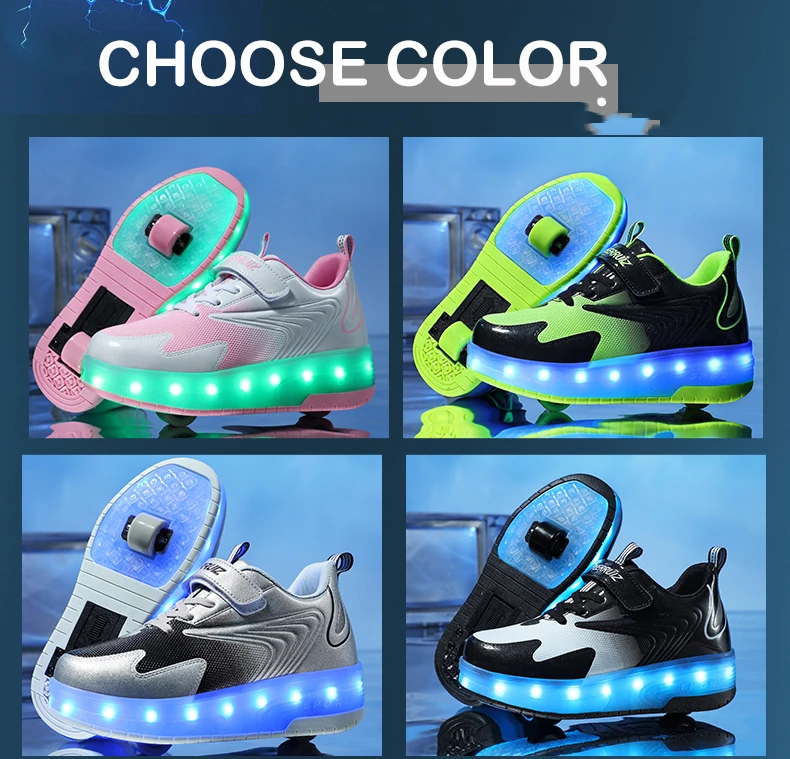 Kinder Turnschuhe USB Aufladen Leuchten Skates Schuhe Jungen Mädchen Casual Skateboard Schuh Rollschuh Outdoor Sport Schuhe Mit LED – Detail 3