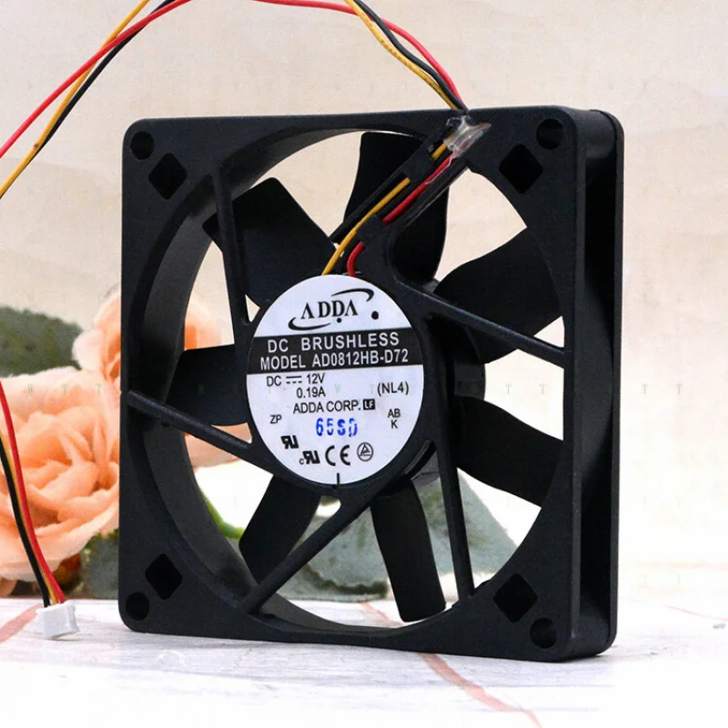 H  1 pcs for ADDA 8015 12V 0.19A AD0812HB-D72 computer motherboard 3-pin cooling fan.