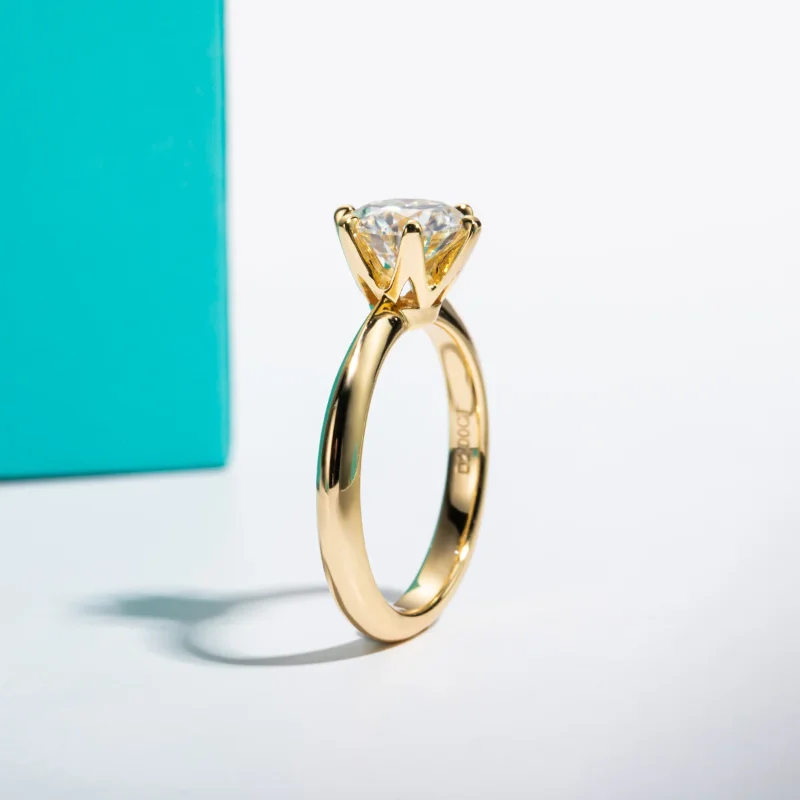 Yellow Gold Ring 3ct D Color Moissanite Engagement Rings For Women GRA Cer Customs Jewelry Wholesale