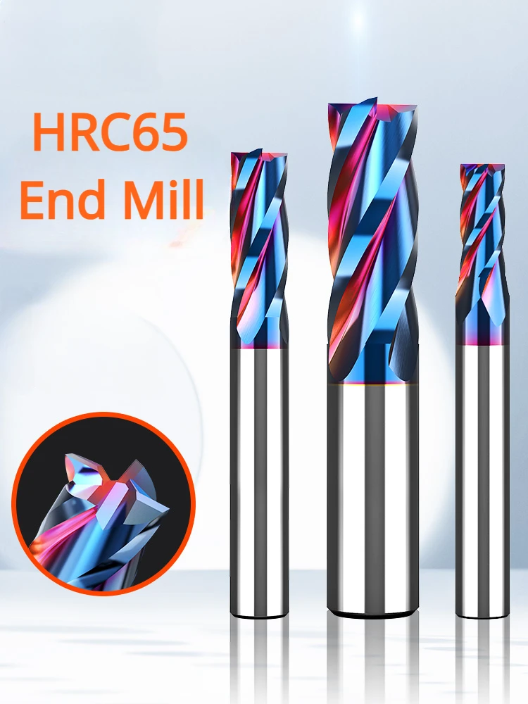 4 Flutes HRC65 10pcs End Mill CNC Cutting tools Alloy Carbide Milling EndMills Tungsten Steel Milling Cutter Square Router Bit