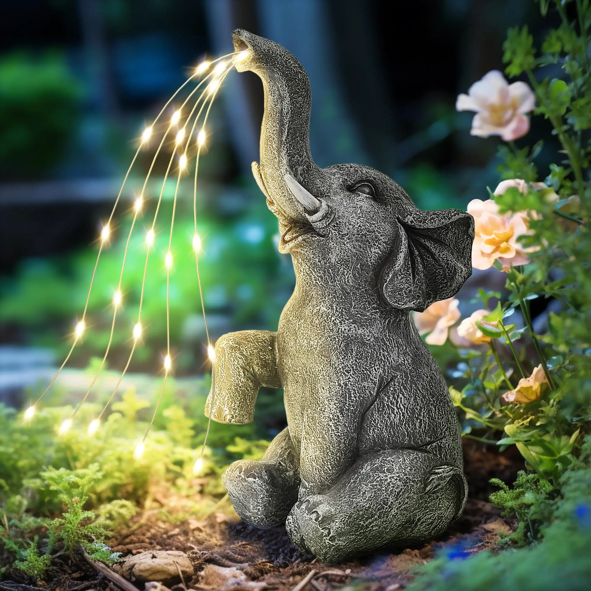 

Elephant Statue Solar Garden Decor LED Light Strings, Birthday Gifts for Women, Gifts for Mom, Outdoor Elephant Decor for Garden