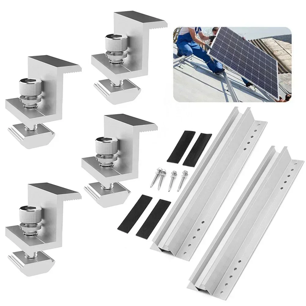 2/4 Sets 30/35mm Solar Panel Module Aluminum Bracket Rail Trapezoidal Sheet For PV Solar Photovoltaic Bracket Mounting Rail