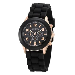 Luxo impermeável quartzo relógio para mulheres, senhoras relógio, pulseira de silicone, cores doces, presente de aniversário, novo