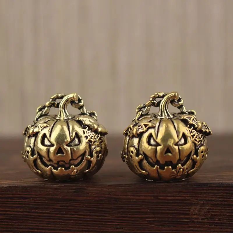 New Vintage Brass Halloween Jack O Lantern Figurine With Exquisite Carvings For Home Decor Holiday Gift