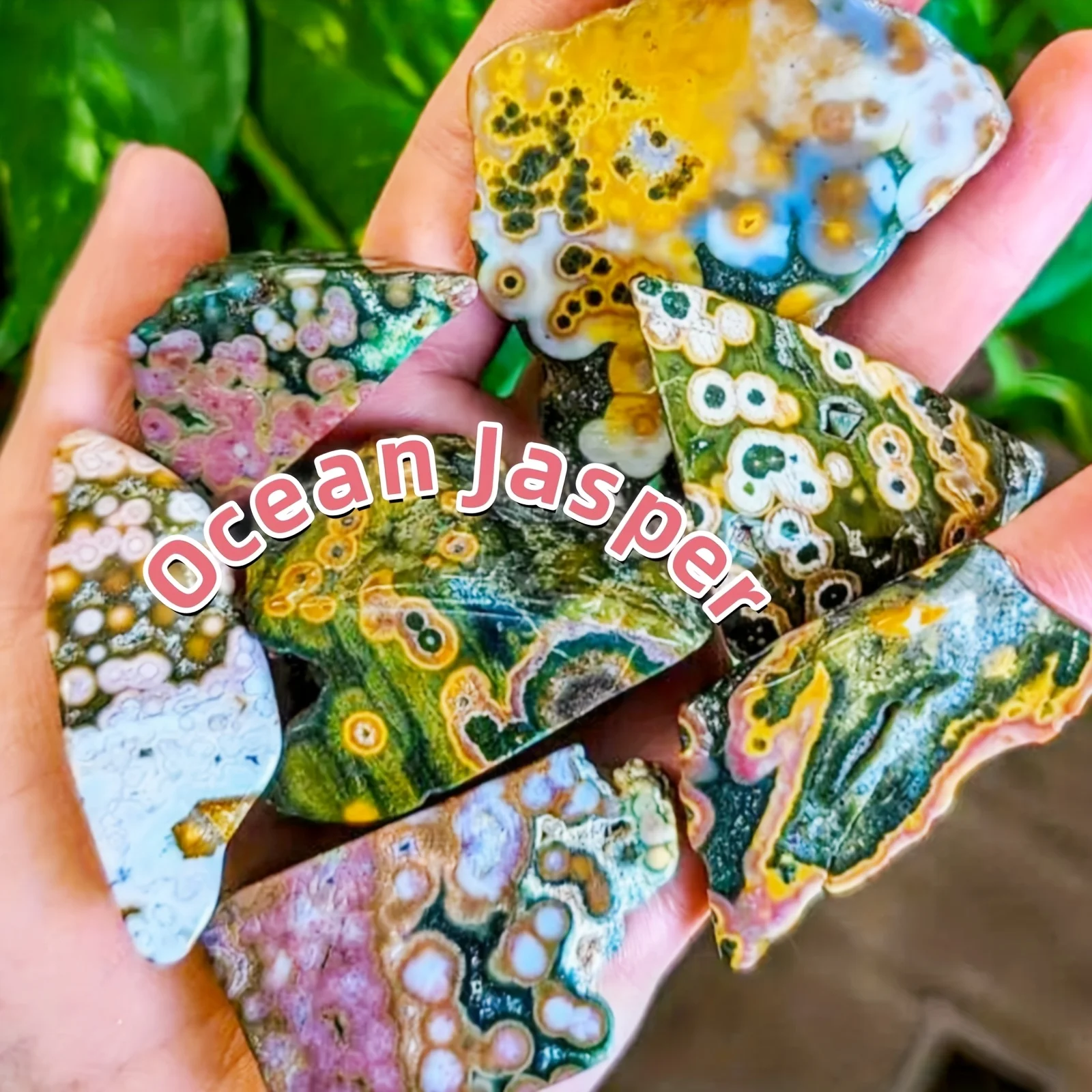 1pc Natural Ocean Jasper Freeform Stone - Bohemian Style Multicolor Marbled Crystal