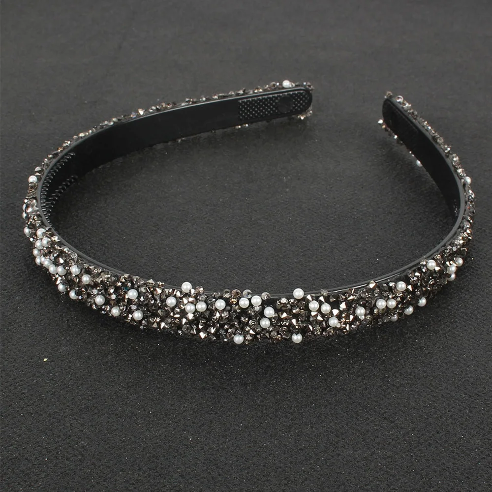 Women Fashion Rhinestones Simulated Pearl Luxury Crystal Hair Hoop Pearl Headbands Hair Accessories Crystal Hairbands