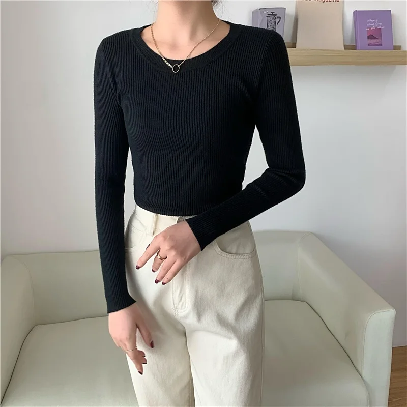 ربيع الخريف المرأة جولة Ne تريكو سليم صالح قاعدة طبقة Faionable الأبيض ملابس داخلية طويلة Sve لون نقي تخفيف Sle