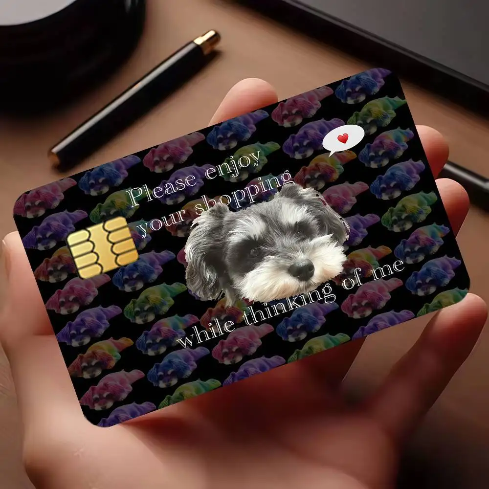 Schnauzer Cute Credit Card Public Transportation Cards Protective Sticker Waterproof Card Face Decoration 4PCS