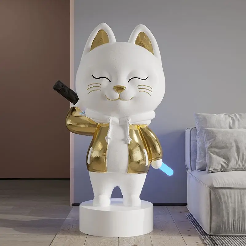 Creative Cartoon Lucky Cat Decoration, Living Room, Large TV, Sofa, Next to the Floor, Lamp Decoration Crafts, Moving Gift