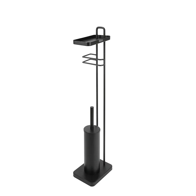 

Creativity Export Floor Toilet Brush Tissue Holder Nordic Bathroom Toilet Cleaning Brush Set Toilet Black Roll Paper Rack