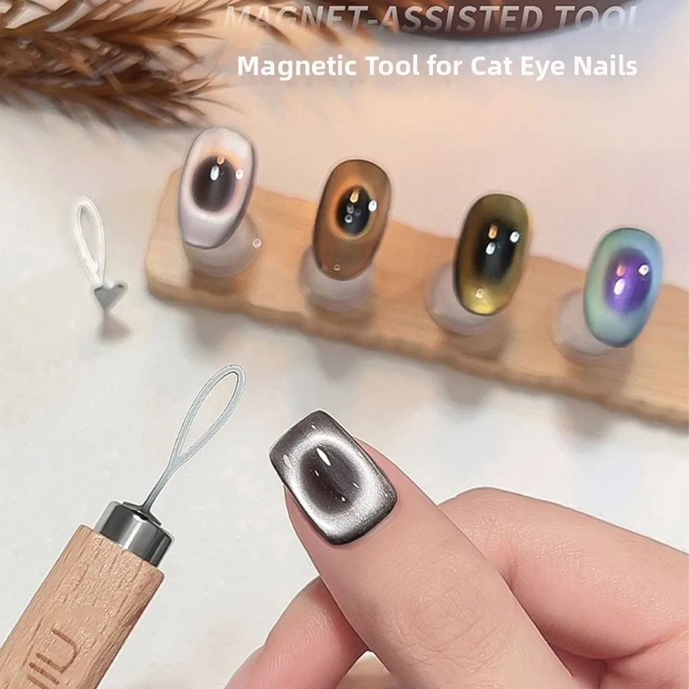 Olive-shaped Guide Cat Eye Nail Art Tool DIY Manicure Kit Iron Hollow Cat Eye Magnet Tool Nail Magnet Set