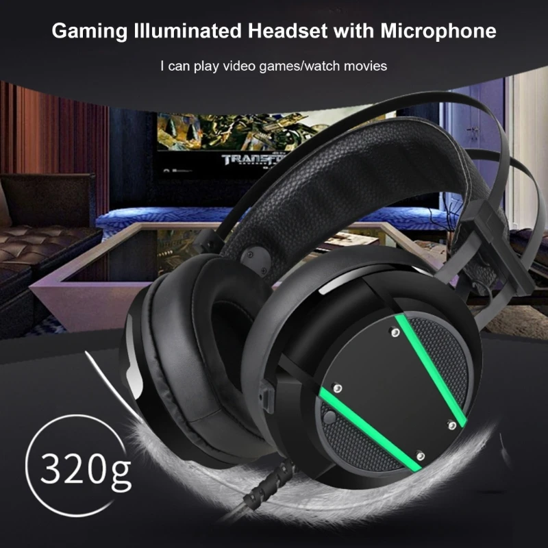 Gaming Headsets With Microphone And LED Light, 3.5mm Input For PC, Consoles Mobile Comfortable Fit USB7.1 Sound Drop Shipping