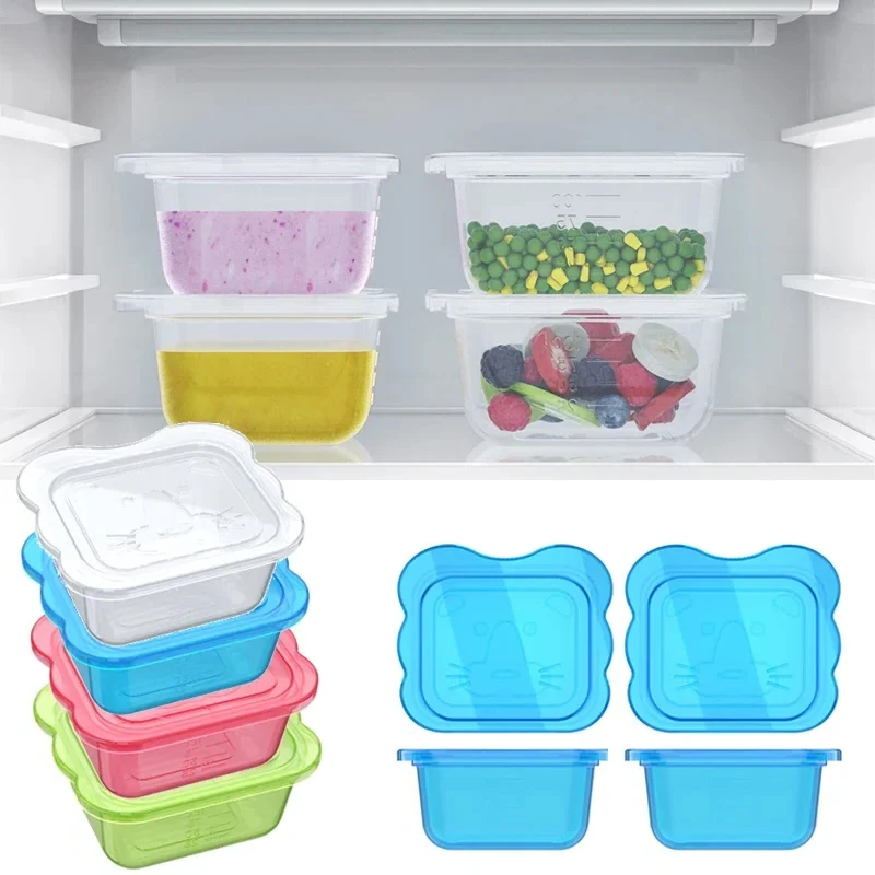 4pcs Baby Food Storage Snack Containers Baby Learning Dishes Auxiliary Bowl Portable Sealed Storage Boxs Can Microwave BPA Free