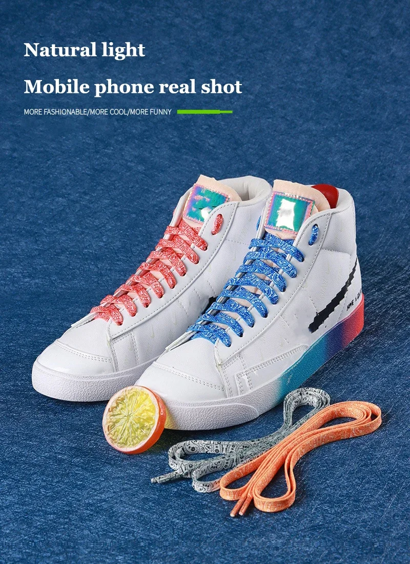 Cashew-Blumen-Schnürsenkel, flache Schnürsenkel für Sneaker, kreative, farbenfrohe Schnürsenkel mit Farbverlauf für Herren- und Damenschuhe, Accessoires, 1 Paar. – Detail 10
