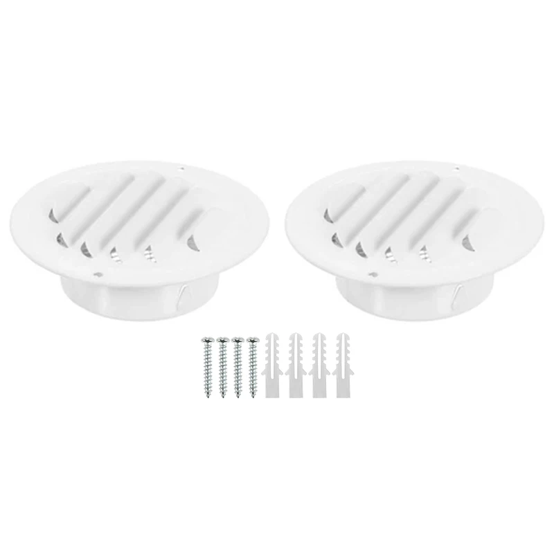 2pcs 150mm/6inch Stainless Steel Vent Grille Exterior Wall Duct Ventilation Cover Built-in Mesh Screen Kitchen Bathroom w/ Screw
