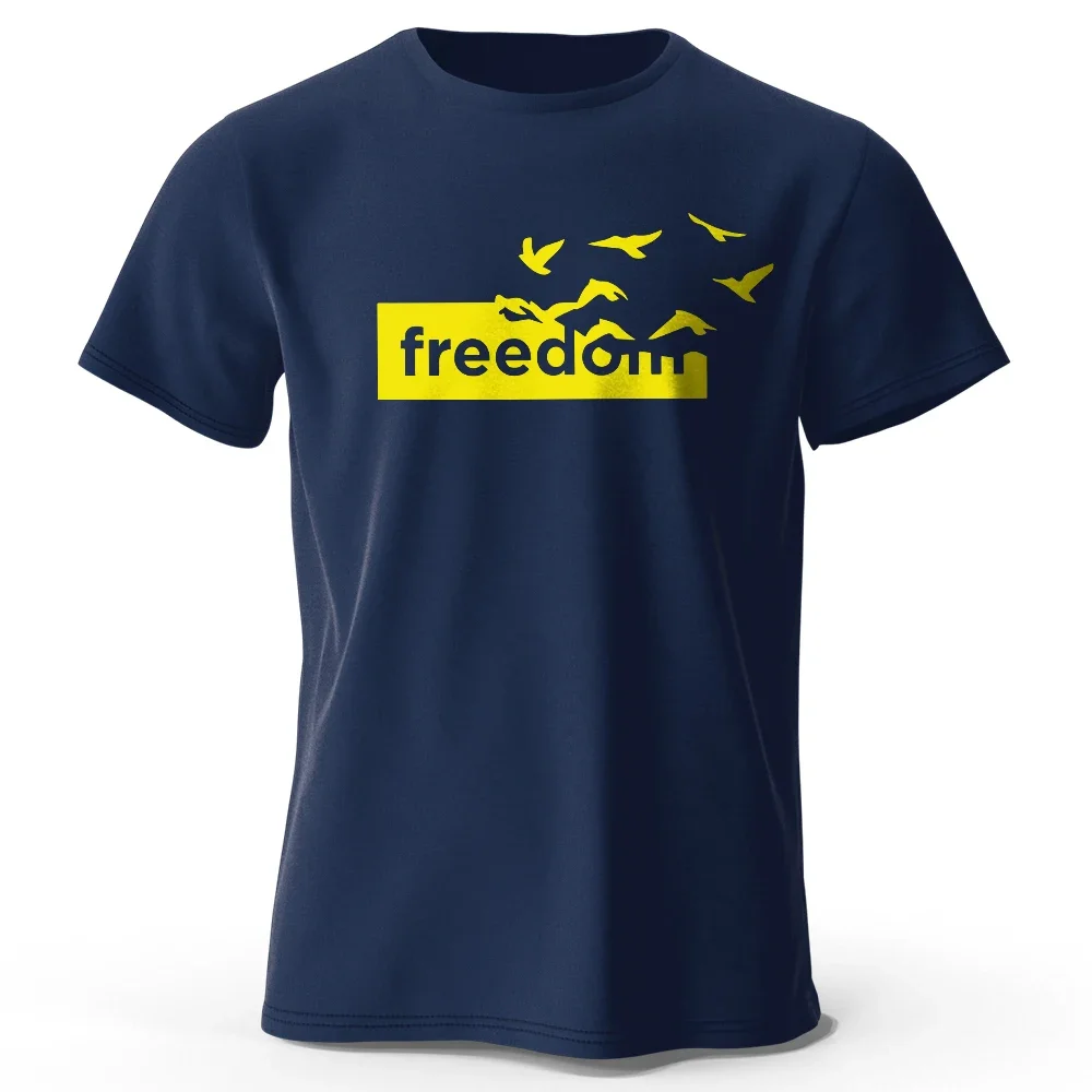

Футболка мужская с надписью The Freedom, 100% хлопок, большие размеры, мужские и женские летние топы