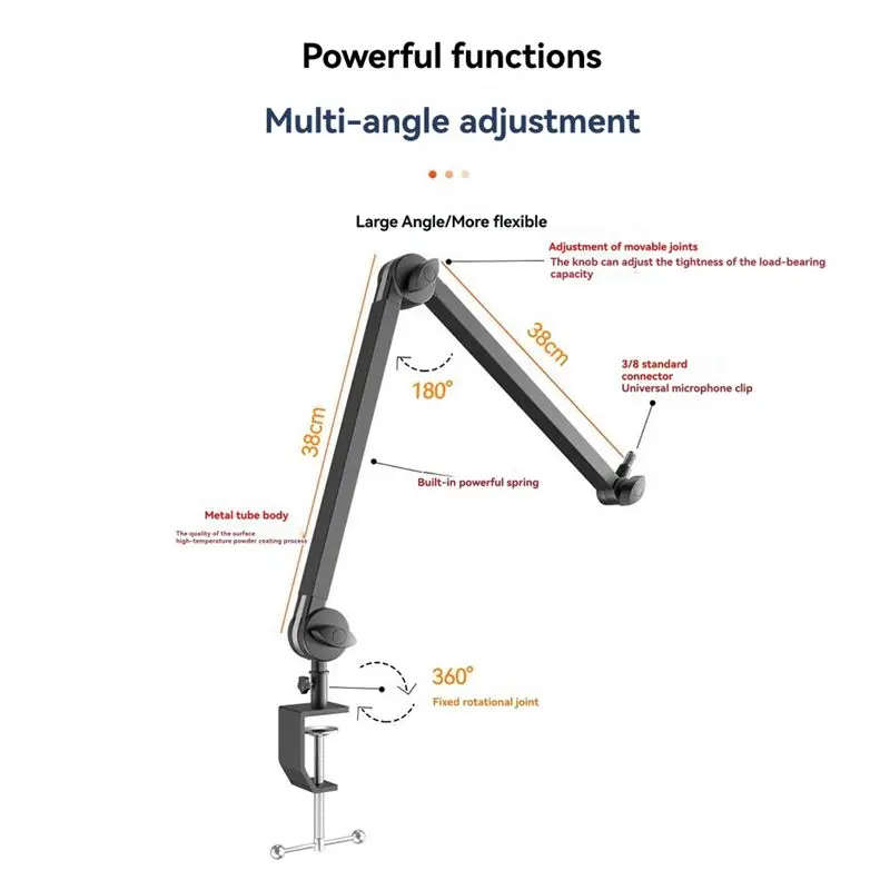 Efficient Scissor Shaped Foldable Microphone Stand With Cable Management Channel And Desktop Mounted Microphone Boom