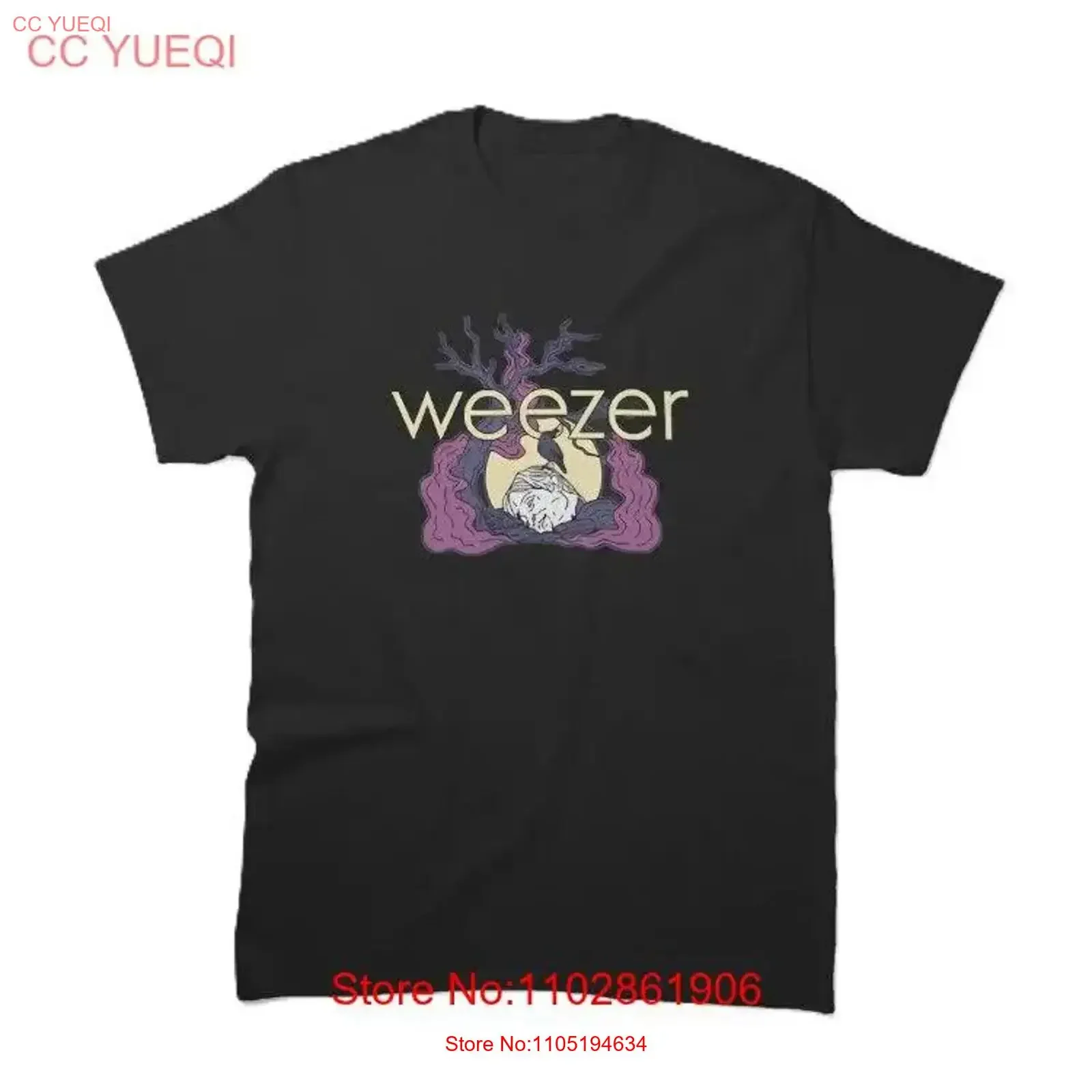 Weezer Spooky Tree T shirt vintage Washed Top For Everyday Wear Unisex Versatile streetwear designer clothes Comfortable