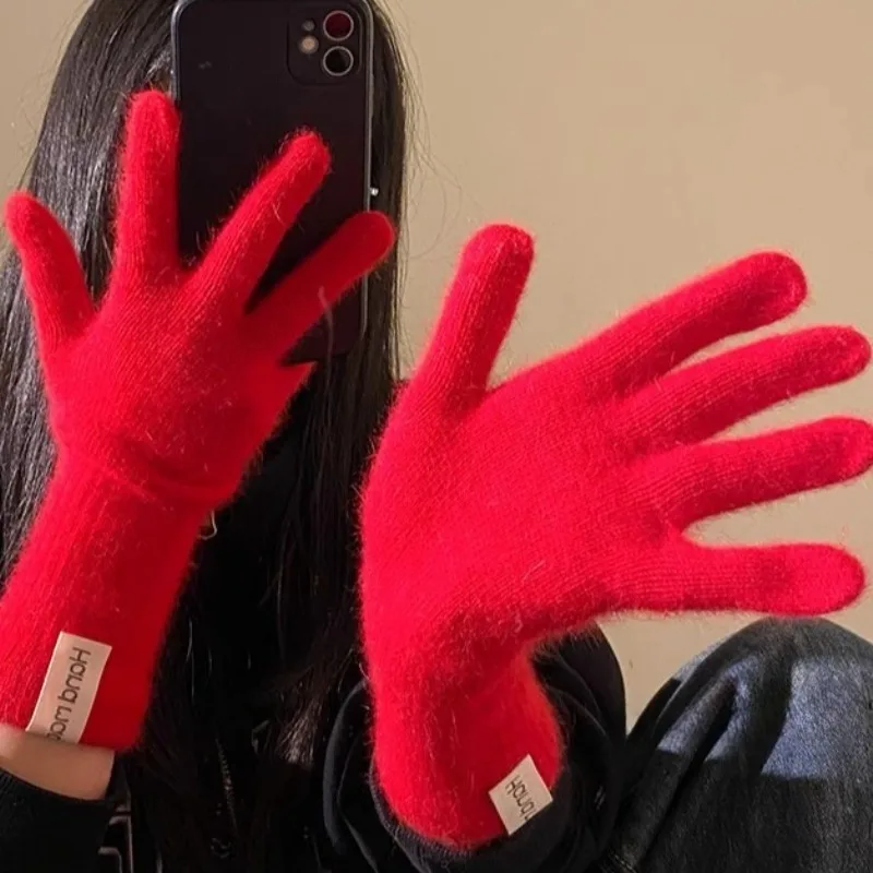 Women's Thermal Split-Finger Gloves Thick Winter Gloves with Elastic Wrist  Multi Color Tips for Cycling Hiking Skiing