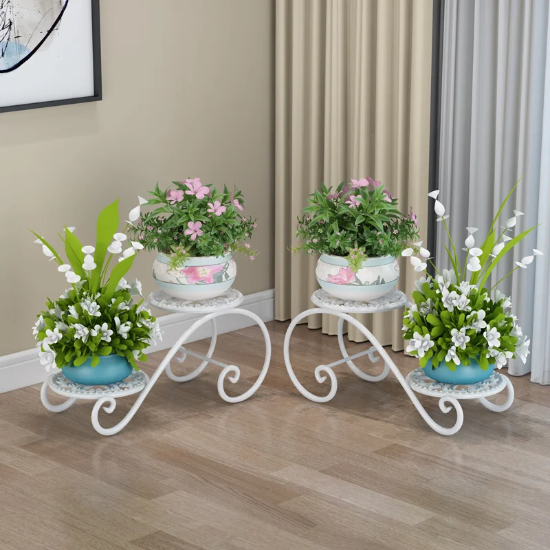 2023 New Ironwork Plant Shelves Flower Pot Stand Balcony Floor Indoor Balcony Flower Pot Shelves Living Room Metal Nordic