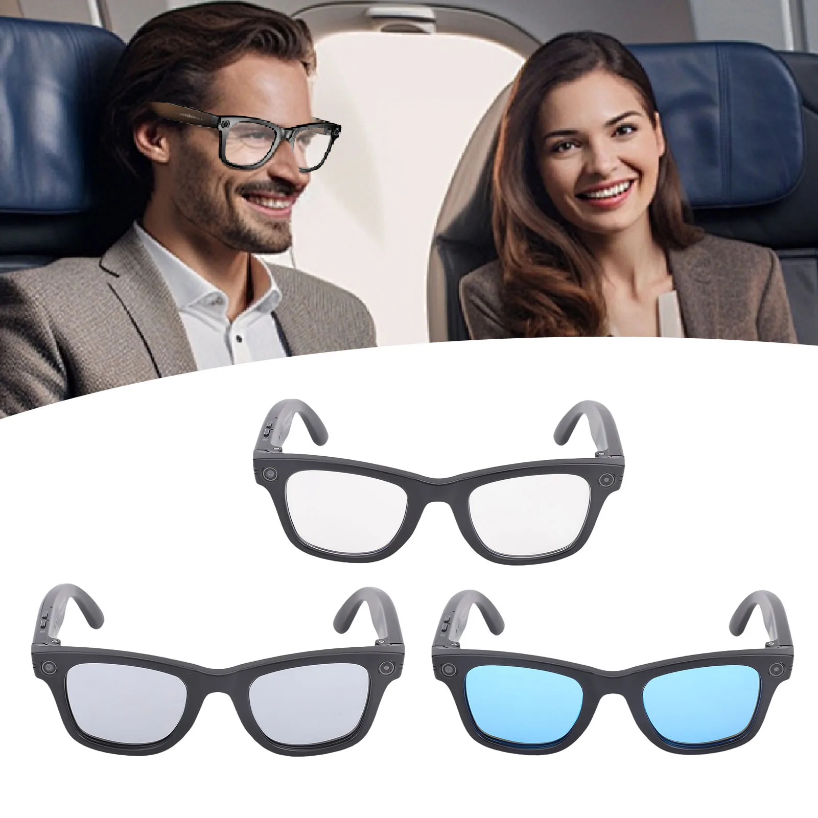 

AI Smart Glasses 8MP Camera 32GB Bluetooth Call Music Glasses Step Count Photo Video Recording 25 Languages Translation Anti Blu