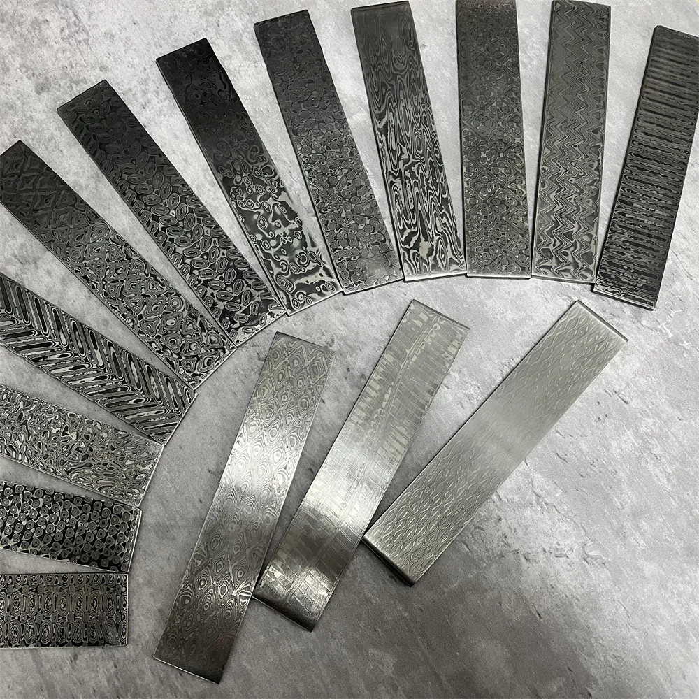 DIY Hand Make Knives Damascus Steel Billet Bar Steel Blade Steel Blank Forged Pattern Sandwich Steel for Damascus Knives Making