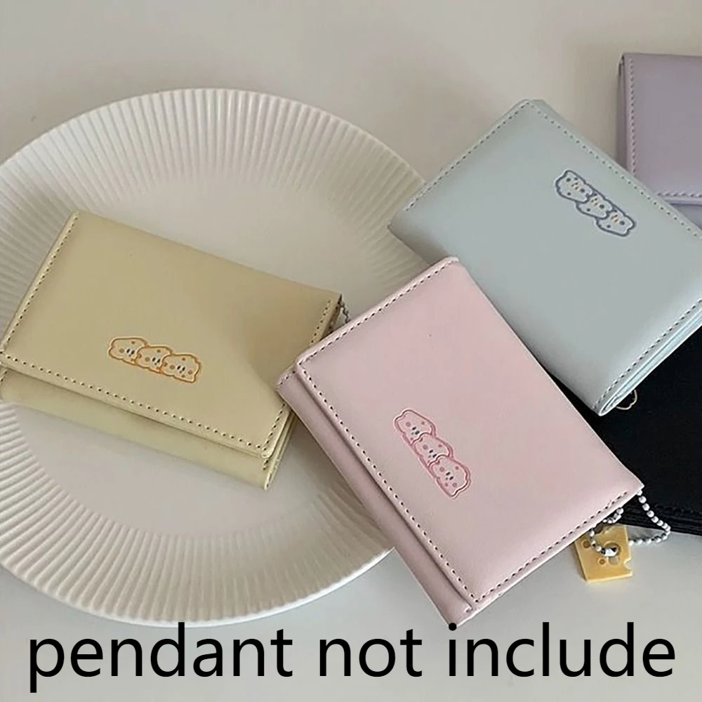 ミニ 3 つ折りマネーコイン財布チーズペンダント INS スタイルクレジットカードホルダー PU レザーカード財布女子学生ギフト