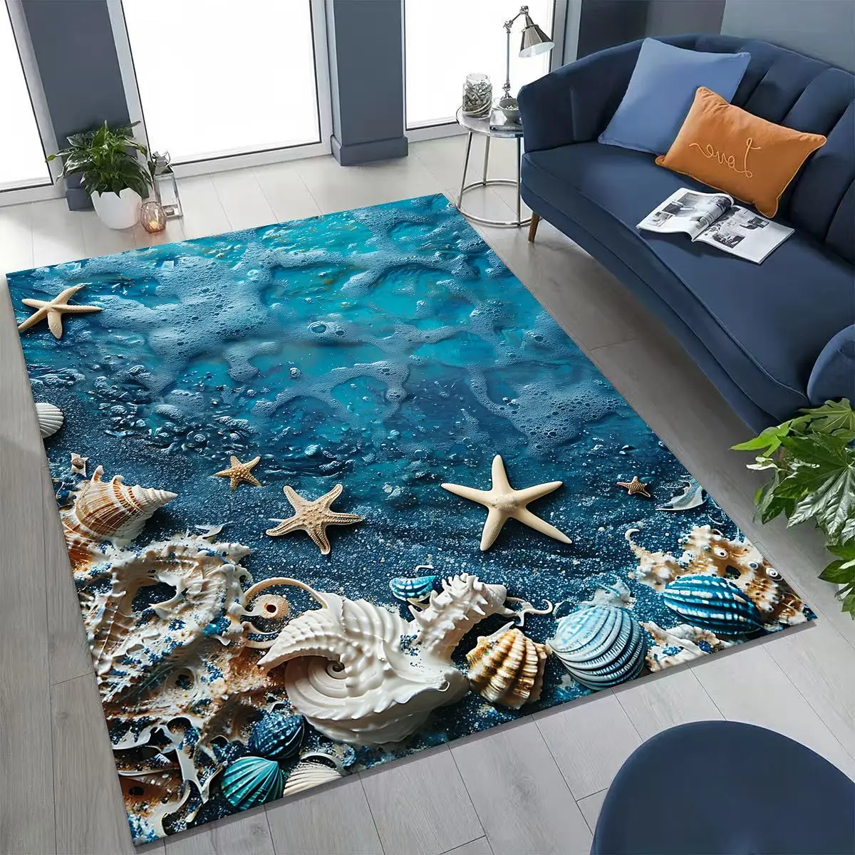 

Dream Starfish Shell Tropical Beach Sea Star Art Rug for Bedroom Living Room Sofa Home Doormat Decor,Large Non-slip Floor Mat