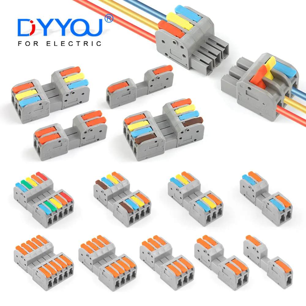 

5PCS Male Female Docking Electrical Wire Connector Quick Universal Plug-in Type Butt Conductor Wiring Terminal Block With Lever
