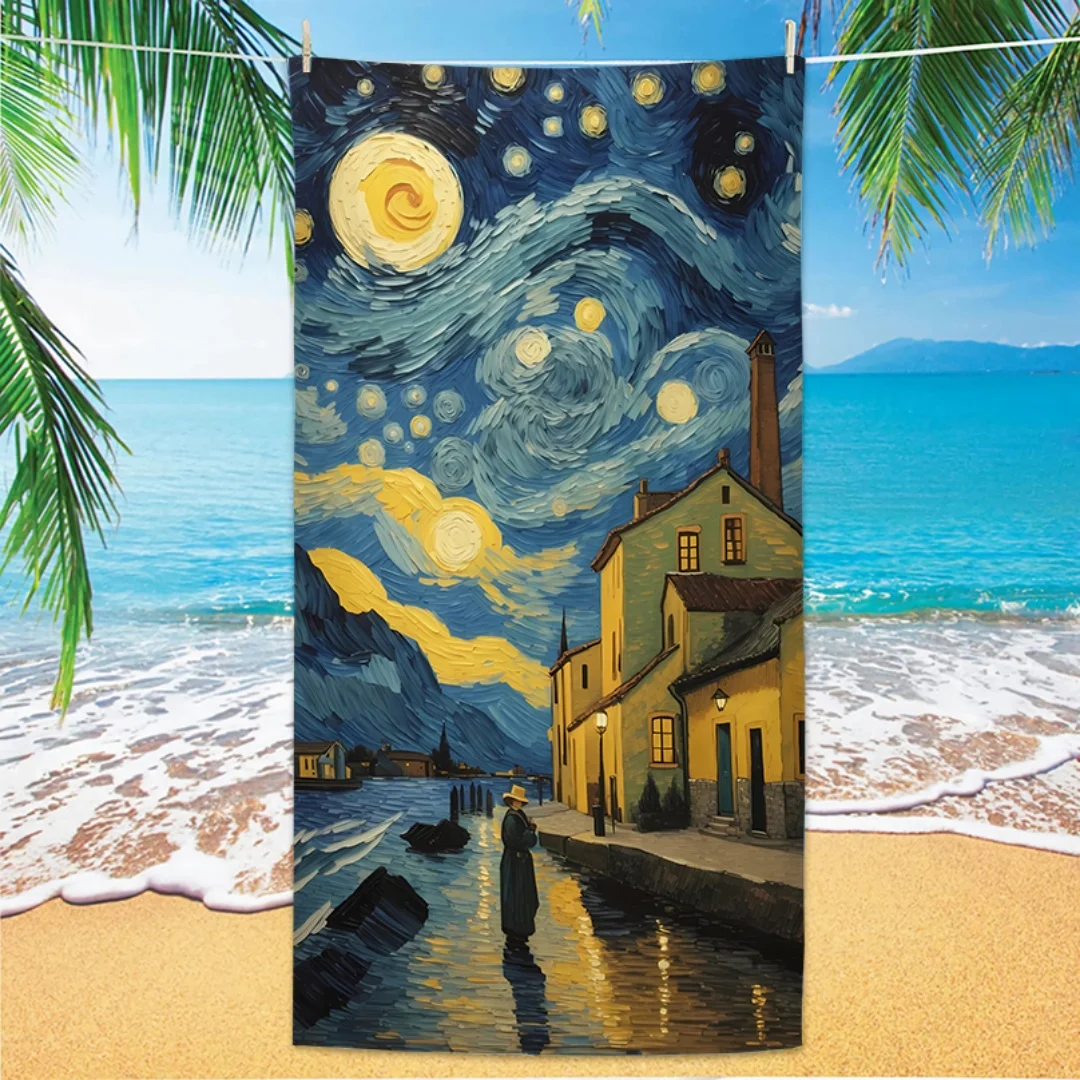 Van Gogh Beach Towel - Quick Dry Anti Sand, Lightweight Microfiber for Swim, Yoga, Travel, Gym